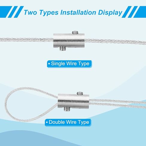 4mm Hole Wire Rope Clips Set, 4 Set 304 Stainless Steel Double Holes Lock Cable Clamps Clip with M4 Hexagon Screws Spanner for Cable Fitting, Silver 8x10mm in Saudi Arabia
