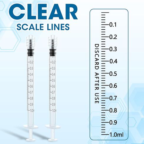 محاقن 1 مل، 25Ga 1 "1cc Luer Lock حقنة لقياس مختبر الري لتغذية الحيوانات الأليفة، ملفوفة بشكل فردي، 100 حزمة in Kuwait