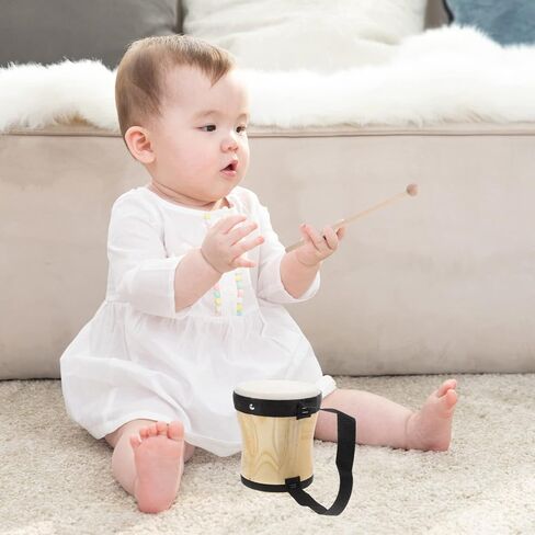 Vaguelly Kid Bongos Drum With Drum Stick Wood Percussion Musical Instrument for Kids Adults Beginners, 13cm in Saudi Arabia