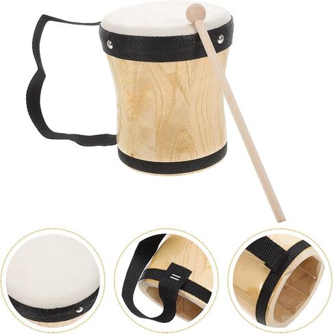 Vaguelly Kid Bongos Drum With Drum Stick Wood Percussion Musical Instrument for Kids Adults Beginners, 13cm in Saudi Arabia