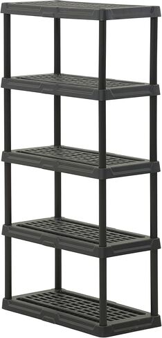 CX 5-Tier (72"H x 36"W x 18"D) Plastic Storage Shelving Unit (Black), Heavy Duty, 150lbs Per Shelf Capacity, Indoor/Outdoor Storage and Organization in Home, Garage, Office with Easy Assembly in Saudi Arabia