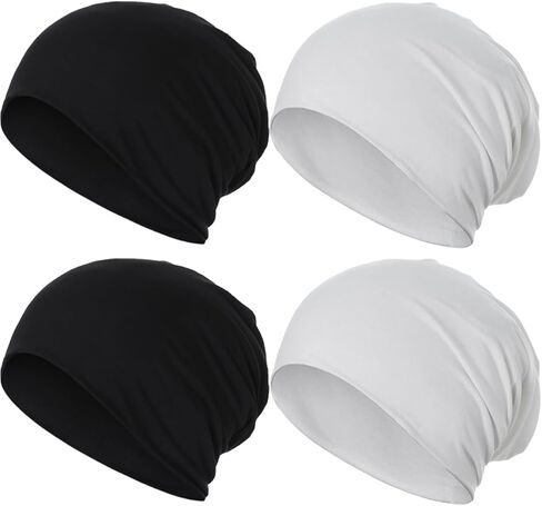 4 قطع من قبعات النوم الناعمة القطنية المترهلة من JarseHera، أغطية رأس كيميائية، قبعات جمجمة in Kuwait