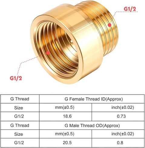 2 Pack Brass G1/2 Male to G1/2 Female Thread, Shower Head Extension Arm 20mm Length Pipe Fitting Shower Head Extender in Saudi Arabia