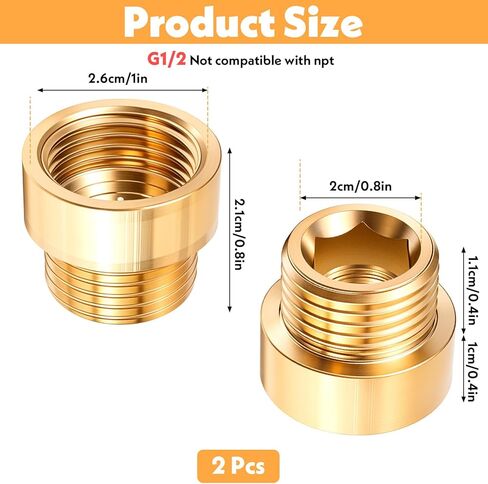 2 Pack Brass G1/2 Male to G1/2 Female Thread, Shower Head Extension Arm 20mm Length Pipe Fitting Shower Head Extender in Saudi Arabia