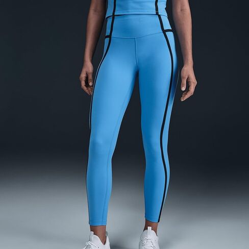 بنطال ضيق للنساء من Nike One عالي الخصر مقاس 7/8 (HJ1137-412، أزرق جامعي/كحلي/أسود) مقاس صغير in Saudi Arabia