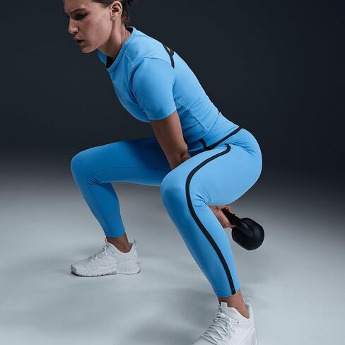 بنطال ضيق للنساء من Nike One عالي الخصر مقاس 7/8 (HJ1137-412، أزرق جامعي/كحلي/أسود) مقاس صغير in Saudi Arabia