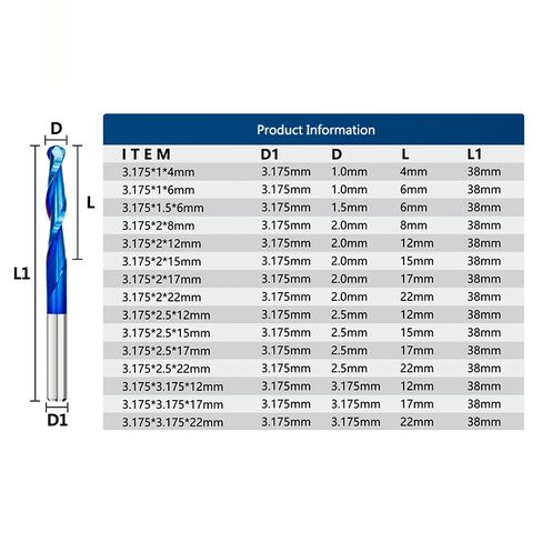 10 قطعة الكرة الأنف نهاية قاطعة الطاحونة CNC بت التوجيه 3.175 مللي متر عرقوب كربيد قاطعة المطحنة النجارة القاطع النقش بت دوامة طحن أداة in Kuwait