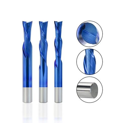 لقم توجيه حلزوني 2 قاطع فلوت 3.175-12 مم عرقوب اليد اليسرى للأسفل قاطع كربيد لولبي نهاية مطحنة حتى أسفل لقمة ضغط لنحت الخشب in Kuwait