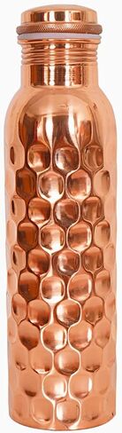 Hammered Copper Water Bottle 32 Oz Copper Vessel Lower Sugar Intake Enjoy Health Benefits Yoga Gym Sports Bottle in Kuwait