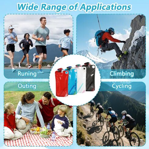 4 Pack Collapsible Water Bottle With Carabiner, 34 Ounce Foldable Water Bag with Leakproof Lid, Food-Grade Silicone Portable Water Bottle for Hiking, Sports, Camping, Biking, Traveling, BPA-Free in Saudi Arabia