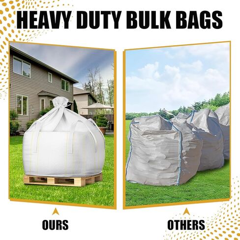 Hoolerry 10 Pcs FIBC Bulk Bag, 1.5 Ton 39" L x 39" W x 24" H 3300lbs Construction Dumpster Bag Heavy Duty Large Duffle Top Flat Bottom Woven Polypropylene Container for Sand Concrete Industrial in Saudi Arabia