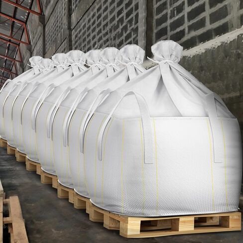 Hoolerry 10 Pcs FIBC Bulk Bag, 1.5 Ton 39" L x 39" W x 24" H 3300lbs Construction Dumpster Bag Heavy Duty Large Duffle Top Flat Bottom Woven Polypropylene Container for Sand Concrete Industrial in Saudi Arabia