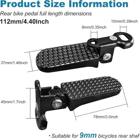 Bike Rear Pedals, Mini Folding Bicycle Foot Pegs, Rear Seat Footrest Pedals for Mountain Bike E-Bike in Saudi Arabia