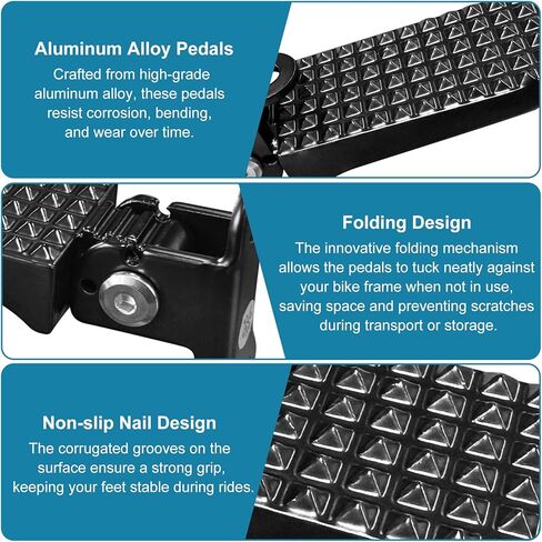 Bike Rear Pedals, Mini Folding Bicycle Foot Pegs, Rear Seat Footrest Pedals for Mountain Bike E-Bike in Saudi Arabia