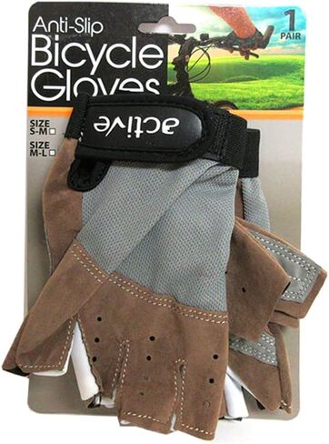 قفازات ركوب الدراجات مبطنة نصف اصبع MTB دراجة دراجة قفاز رياضي حزام M-L بني in Kuwait