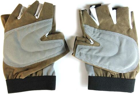 قفازات ركوب الدراجات مبطنة نصف اصبع MTB دراجة دراجة قفاز رياضي حزام M-L بني in Kuwait