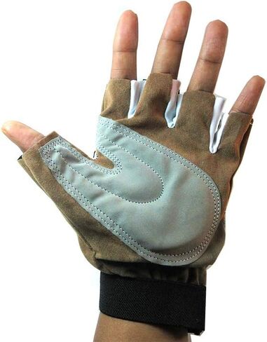 قفازات ركوب الدراجات مبطنة نصف اصبع MTB دراجة دراجة قفاز رياضي حزام M-L بني in Kuwait