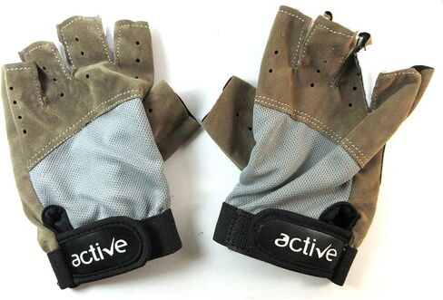 قفازات ركوب الدراجات مبطنة نصف اصبع MTB دراجة دراجة قفاز رياضي حزام M-L بني in Kuwait