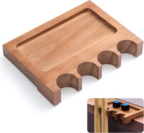 Novabright 4 Hole Walnut Wood Pool Cue Holder Portable Weighted Billiard Stick Rack Non-slip Solid Cue Holder Claw with Deepen Notch for Billiard Table Bar Chair in Saudi Arabia