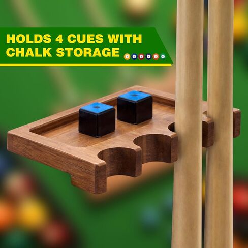 Novabright 4 Hole Walnut Wood Pool Cue Holder Portable Weighted Billiard Stick Rack Non-slip Solid Cue Holder Claw with Deepen Notch for Billiard Table Bar Chair in Saudi Arabia