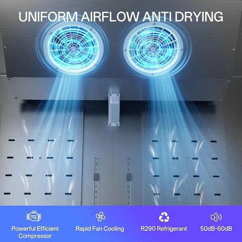 Coolski 2 Door Glass Door Commercial Food Merchandiser, 47.5 Cu.ft Stainless Steel Refrigerated Beverage Display Cooler with LED Light, Auto Defrost, DOE ETL ETL Sanitation Certified in Kuwait