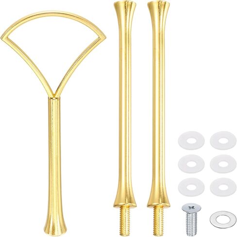 uxcell 1 Set Cake Stand Hardware Kit, 3 Tier Cupcake Stand Fittings Zinc Alloy Tray Holder, Fruit Dessert Serving Trays Support Rod for DIY Making Wedding Party Decoration, Gold in Saudi Arabia
