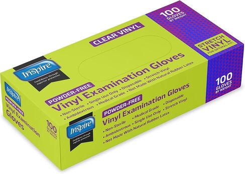 Inspire Exam Medical Clear Vinyl Disposable Gloves - Latex Free for Cleaning, Food Prep in Saudi Arabia