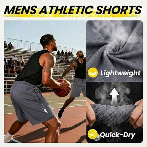 Men's Ice Silk Shorts, Summer Breathable Quick-Dry Basketball Shorts with Pockets, Casual Athletic Running Shorts in Saudi Arabia
