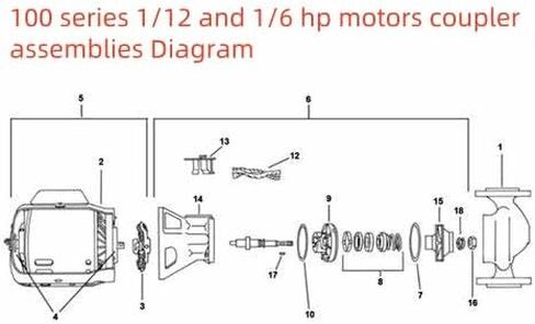 مجموعات مقرنة المحرك البديلة 118223 118705 118866 تناسب محركات Bell & Gossett 100 series 1/12 و1/6 hp in Kuwait