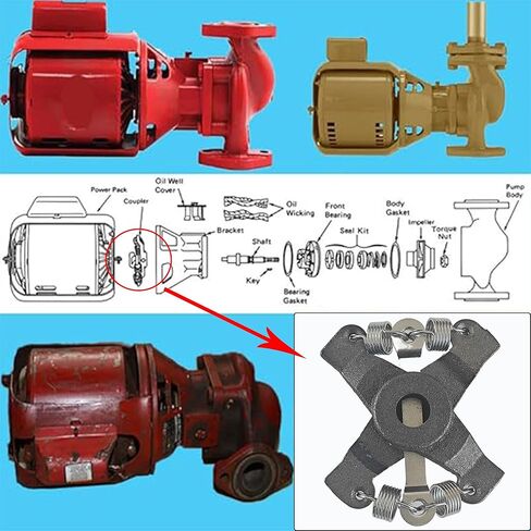 مجموعات مقرنة المحرك البديلة 118223 118705 118866 تناسب محركات Bell & Gossett 100 series 1/12 و1/6 hp in Kuwait