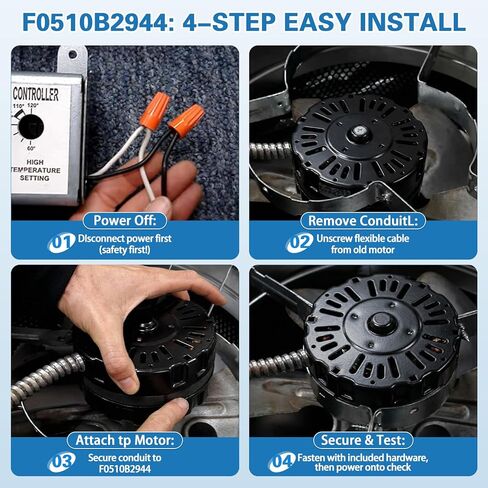 F0510B2944 F0510B2497 Attic Ventilation Fan Motor, Compatible with Lomanco 2000 and 1800 Series Attic Ventilation Motors, Replacement A0416B2059 A0510B2389 Universal Kit Included in Saudi Arabia