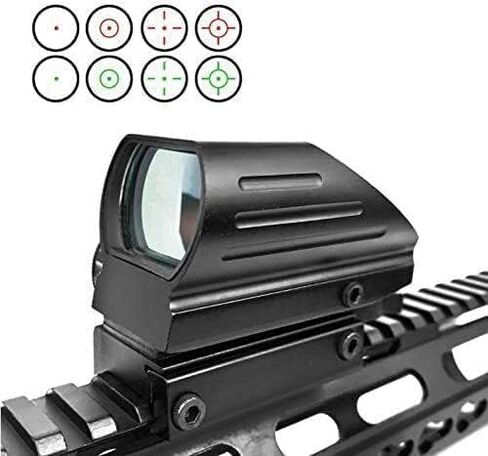 Generic Premium Quality, Red and Green Reflex Micro Rifle Scope Dot Sight with 4 Different Reticles, Picatinny Rail Mount (New Version), Black in Saudi Arabia