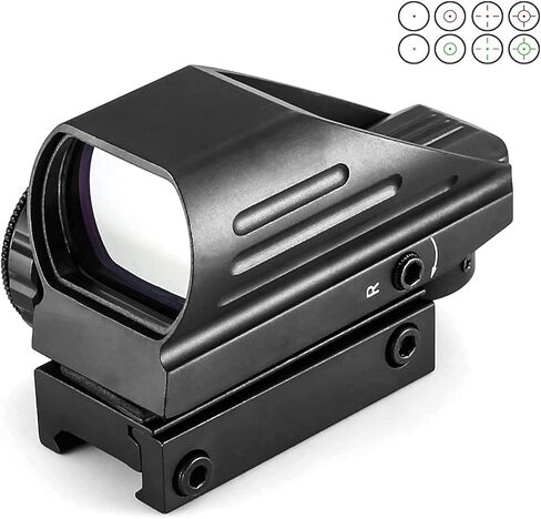 Generic Premium Quality, Red and Green Reflex Micro Rifle Scope Dot Sight with 4 Different Reticles, Picatinny Rail Mount (New Version), Black in Saudi Arabia
