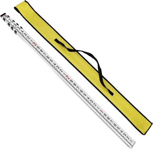 QWORK 16-Foot Aluminum Grade Rod, 5-Section Telescopic Leveling Rod – Dual Sided Tenths & Inches Measurement Staff for Surveying, Grading & Construction – Heavy-Duty Graduated Pole in Saudi Arabia