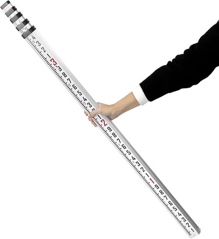 QWORK 16-Foot Aluminum Grade Rod, 5-Section Telescopic Leveling Rod – Dual Sided Tenths & Inches Measurement Staff for Surveying, Grading & Construction – Heavy-Duty Graduated Pole in Saudi Arabia
