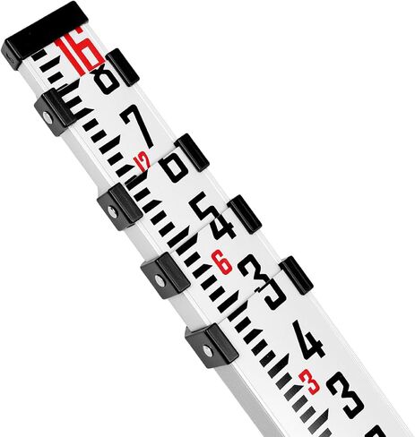 QWORK 16-Foot Aluminum Grade Rod, 5-Section Telescopic Leveling Rod – Dual Sided Tenths & Inches Measurement Staff for Surveying, Grading & Construction – Heavy-Duty Graduated Pole in Saudi Arabia