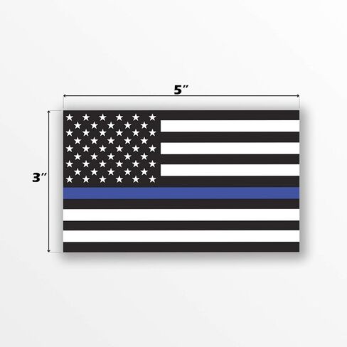 Thin Blue Line Flag Police Firefighter Dispatcher Military Support Department Sticker 10-Pack 3 Inches x 5 Inches Premium Quality Vinyl UV Protective Laminate PD1997 in Saudi Arabia