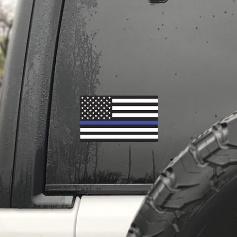Thin Blue Line Flag Police Firefighter Dispatcher Military Support Department Sticker 10-Pack 3 Inches x 5 Inches Premium Quality Vinyl UV Protective Laminate PD1997 in Saudi Arabia