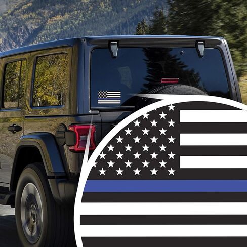 Thin Blue Line Flag Police Firefighter Dispatcher Military Support Department Sticker 10-Pack 3 Inches x 5 Inches Premium Quality Vinyl UV Protective Laminate PD1997 in Saudi Arabia
