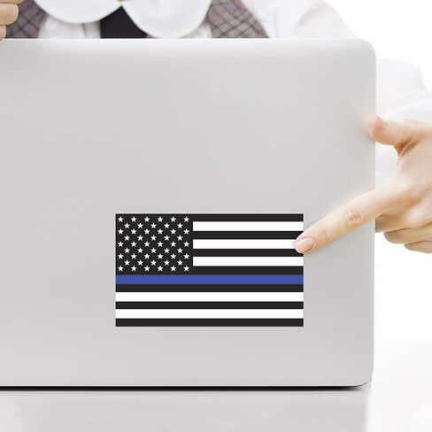 Thin Blue Line Flag Police Firefighter Dispatcher Military Support Department Sticker 10-Pack 3 Inches x 5 Inches Premium Quality Vinyl UV Protective Laminate PD1997 in Saudi Arabia