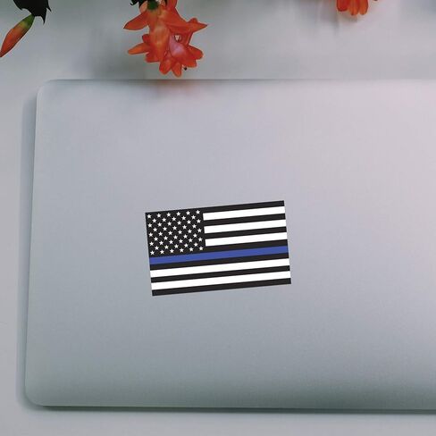 Thin Blue Line Flag Police Firefighter Dispatcher Military Support Department Sticker 10-Pack 3 Inches x 5 Inches Premium Quality Vinyl UV Protective Laminate PD1997 in Saudi Arabia