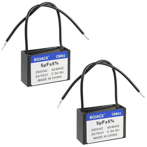 BOJACK CBB61 5uF 250V AC 2 مكثف بدء تشغيل مروحة السقف، لمولد محرك مضخة المروحة الكهربائية (حزمة من 2) in Saudi Arabia