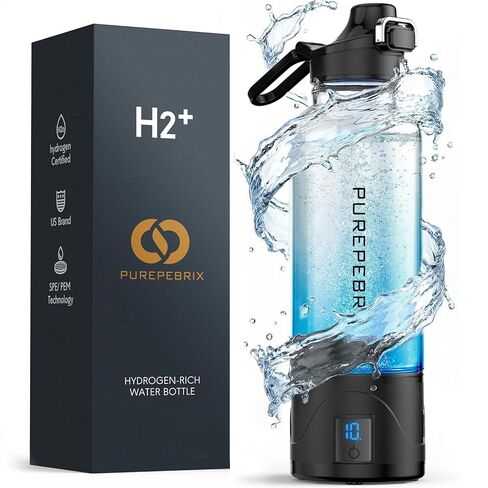 PUREPEBRIX Upgraded Hydrogen Water Bottle Glass Generator - 34oz Borosilicate Glass, SPE/PEM Tech, Leak-Proof Lid, Easy-Carry Handle, Sports-Inspired Design for Home, Office & Travel Hydration in Saudi Arabia