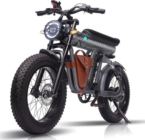 SMARTRAVEL Ebike مع محرك بدون فرش بقدرة 1200 وات، بطارية 48 فولت 20 أمبير قابلة للإزالة، سرعة تصل إلى 32 ميلاً في الساعة، دراجة جبلية كهربائية بإطار سميك 20 بوصة مع إشارات انعطاف أمامية/خلفية للرجال والنساء، حقيبة سفر in Saudi Arabia