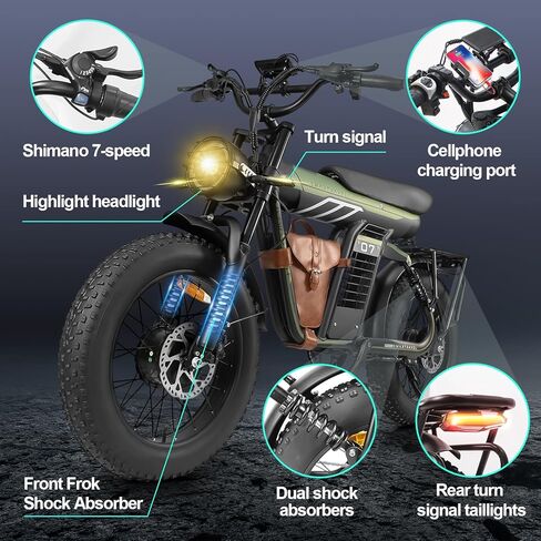 SMARTRAVEL Ebike with 1200W Brushless Motor,Removable 48V 20Ah Battery,UP to 32MPH,Electric Mountain Bike with 20" Fat Tire with Front/Rear Turn Signals for Men Women,Travel Bag in Saudi Arabia