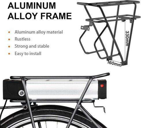 YS YOSE POWER Black Luggage لـ YOSE Power 48V 20.8Ah بطارية Ebike الخلفية التي تناسب الحد الأقصى 1500W بطارية دراجة كهربائية رف أمتعة أسود 500W 1000W 1500W دراجات إلكترونية (رف فقط) in Kuwait