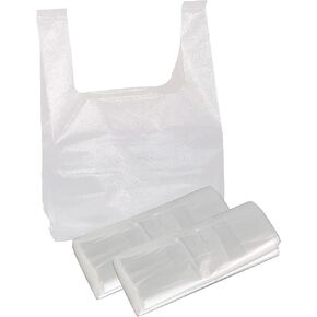 Plastic Bags 100 Pack 12.6'' x 6.5" x 19.7" White T-shirt Bag for Grocery Shopping Home Supermarket Restaurants Trash in Kuwait