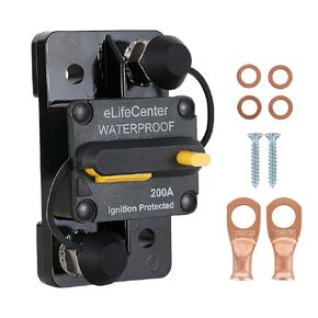 IP67 مقاوم للماء 200 أمبير صندوق قاطع الدائرة 12-48 فولت تيار مستمر لمحرك التصيد البحري والمركبات ATV نظام البطارية الشمسية الصوتية مع إعادة ضبط يدوي للصمامات المضمنة in Kuwait