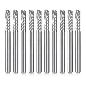 10 قطع O الناي الألومنيوم بت التوجيه 1/8 بوصة عرقوب دوامة حتى قطع راوتر بت واحدة الناي نهاية مطحنة مجموعة الصلبة كربيد التنغستن باستخدام الحاسب الآلي النقش قاطعة المطحنة in Kuwait