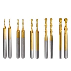 10pcs Ball Nose End Mills CNC Router Bits 1/8 Inch Shank Spiral CNC Carbide End Mill Titanium Coating 2 Flutes Milling Cutter in Saudi Arabia